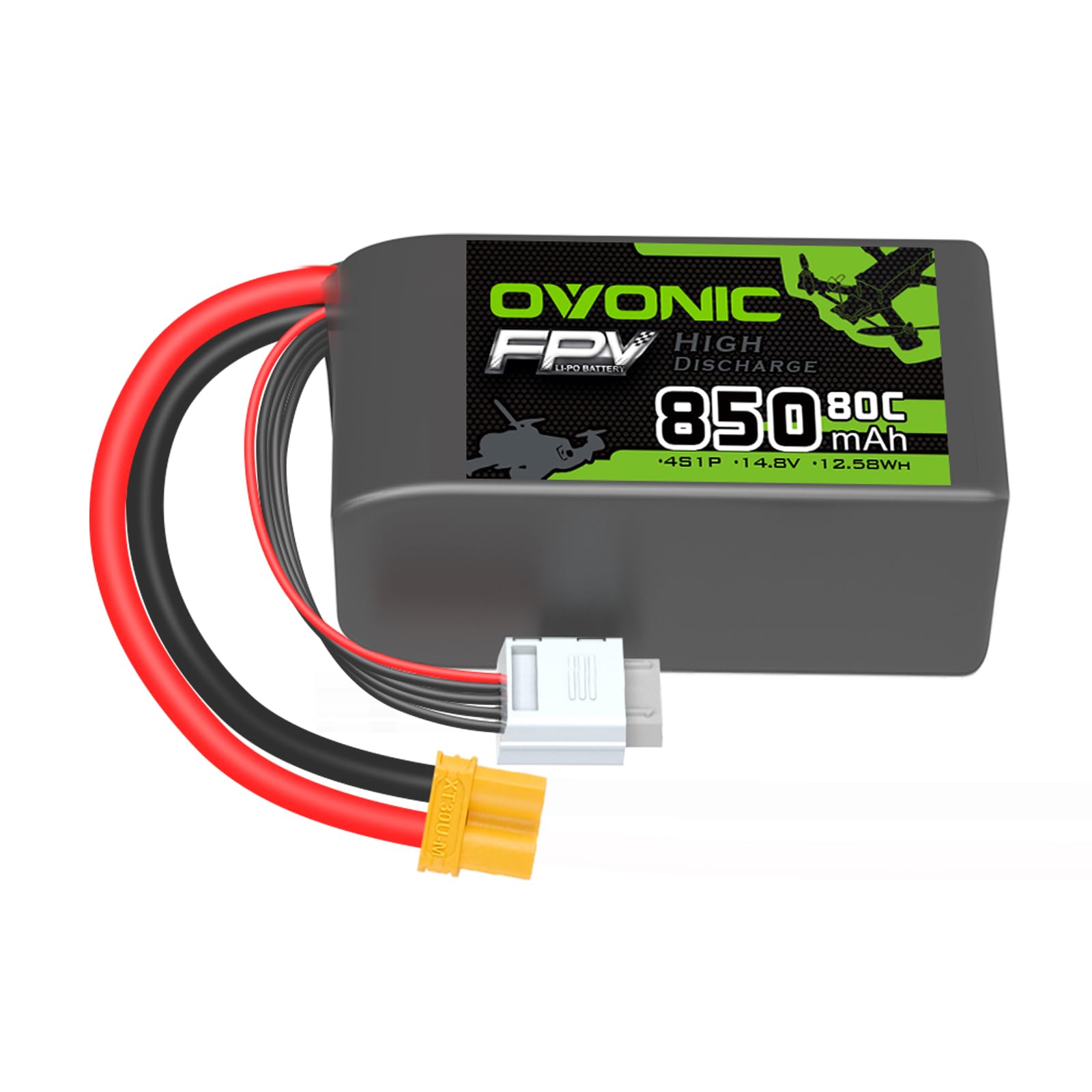 OVONIC 4S Lipo RC Battery 80C 850 mAh with XT30 for RC Aeroplane Quadcopter Helicopter FPV Racing Drone (1 Piece)
