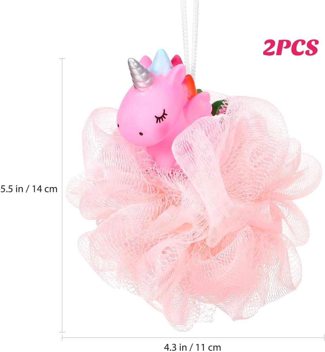 2pcs Kids Bath Loofah: Body Sponge - Unicorn Shower Pouf for Deep Cleaning Body Scrubber Exfoliator Wash Back Scrubber - Image 2