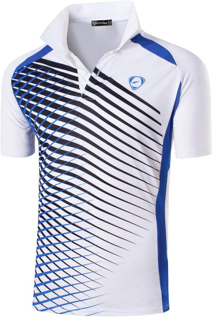 SportidesMen's Short Sleeve Wicking Breathable Sport Polo T-Shirts Tee Shirt Tops LSL243 White XL