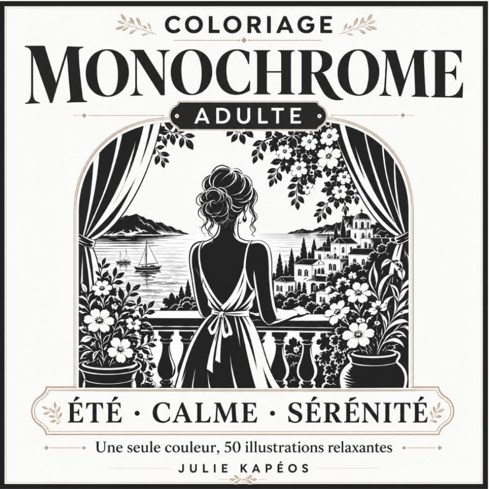 Coloriage Monochrome Adulte: Une seule couleur, 50 illustrations relaxantes, calme et sérénité (Coloriage Monochrome Relaxation & Évasion)