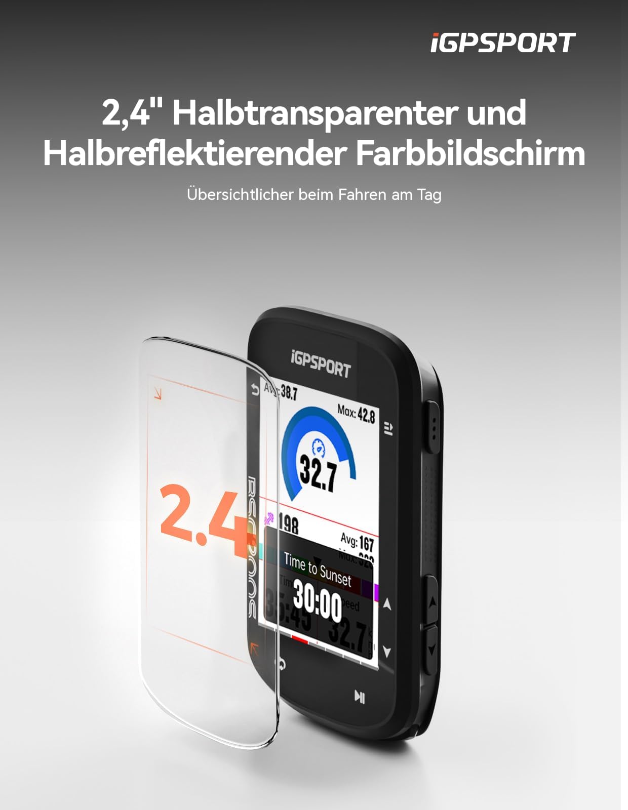 iGPSPORT BSC200S Fahrradcomputer Kabellos GPS, Routennavigation Weiterfahrtfunktion Gierwende-Eingabeaufforderung ANT Bluetooth (BSC200S)