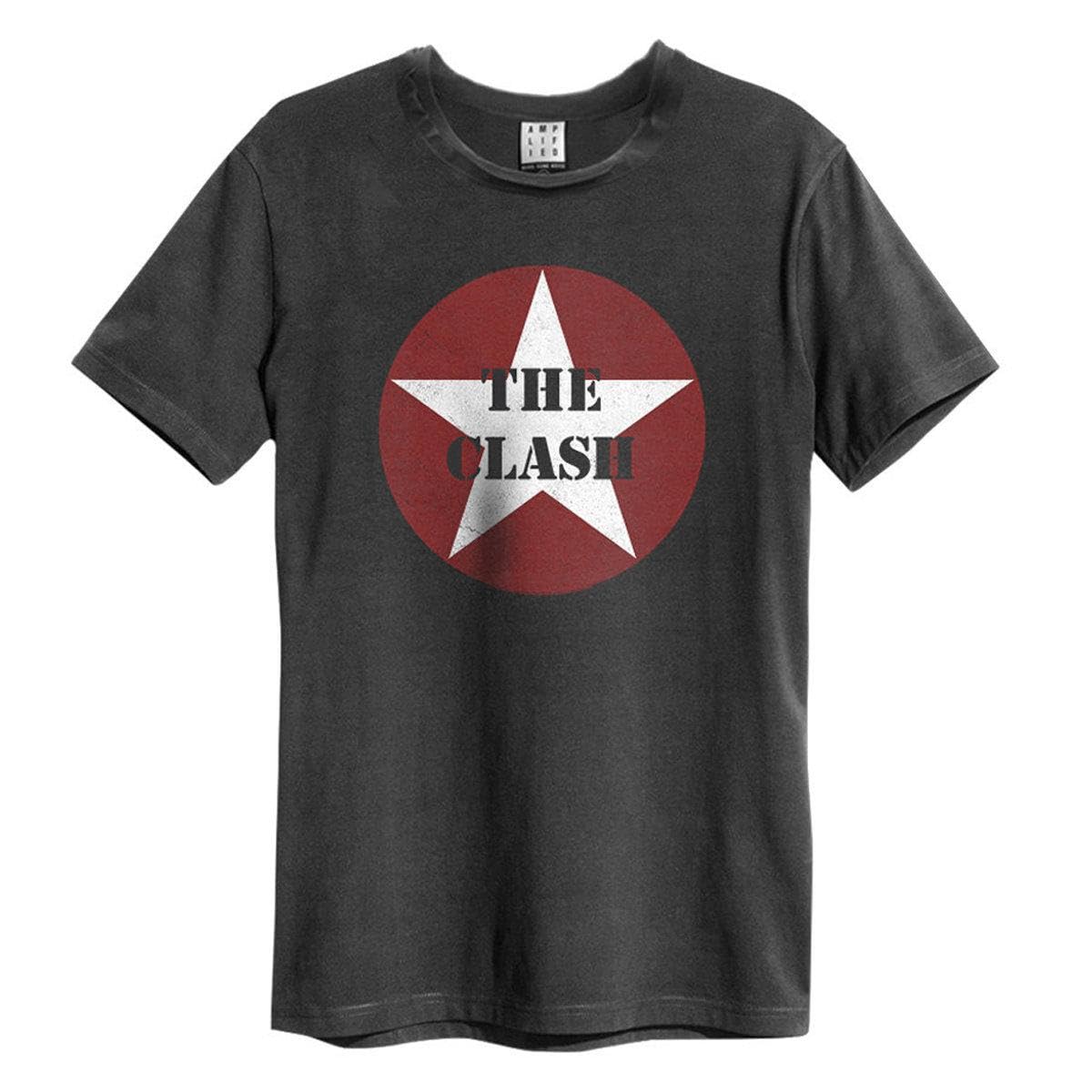 Amplified Men's Charcoal The Clash Logo Graphic Print Crew Neck T-Shirt Xxl