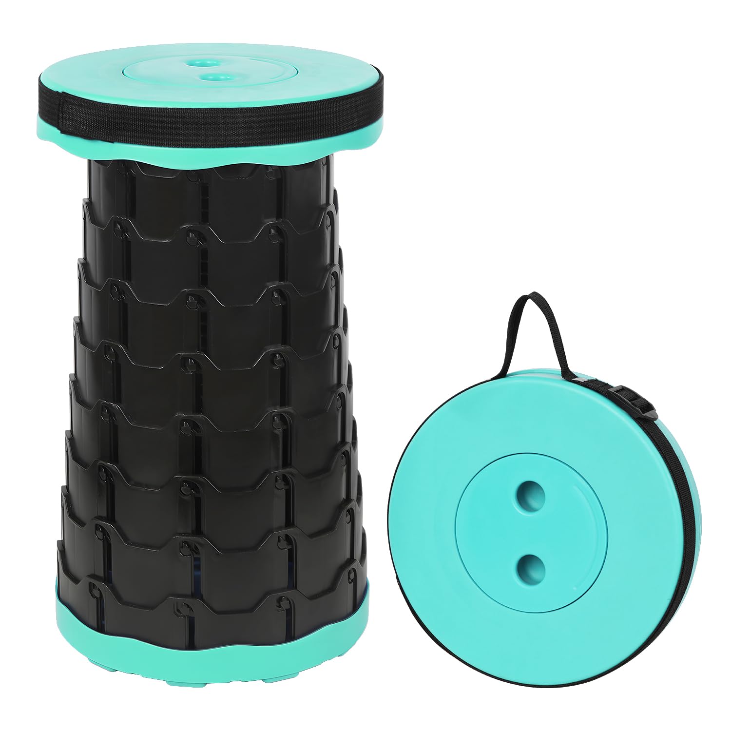 NEUEFAMI Portable Collapsible Stool - Retractable, Lightweight for Fishing, Hiking, BBQ - Green, 400lb Capacity