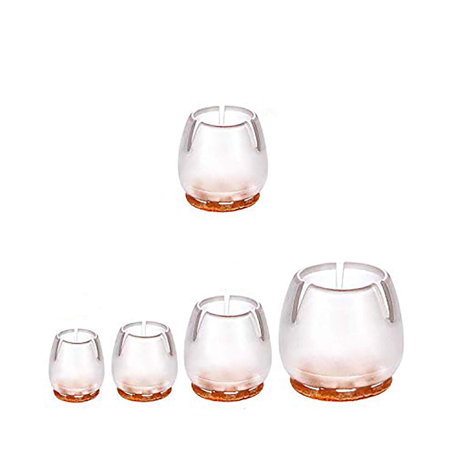 Chair Leg Caps, Round Clear Silicone Table Furniture Leg Feet Tips Covers Wood Floor Protectors, Felt Pads, Fit Diameter 1 to 1-3/16 Inch (2.55-3.0cm),24Pack (24, 1 to 1-3/16 Inch (2.55-3.0cm))