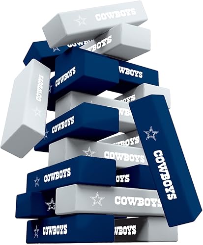 Miniatura 2 de MasterPieces Día del juego - NFL Dallas Cowboys - Torre de caída con licencia oficial, bloques de madera real