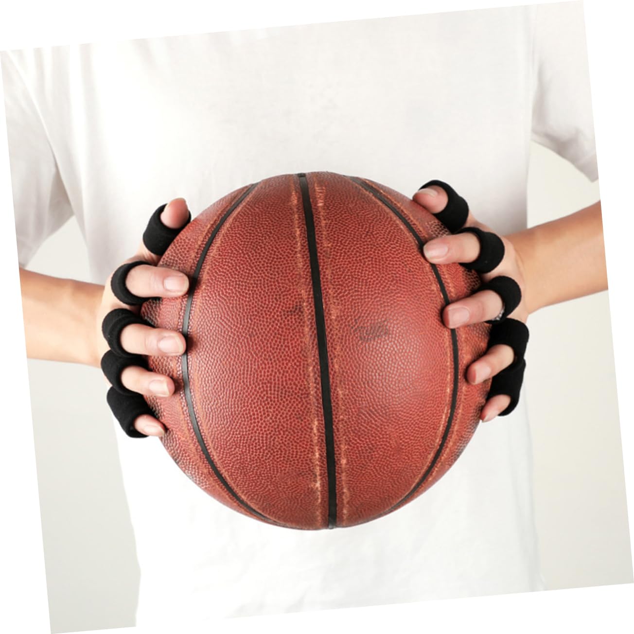 IWOWHERO 20Pcs Nylon Finger Protectors Elastic Finger Sleeves for Volleyball Basketball Support Braces for Finger Injury Prevention Black Blue