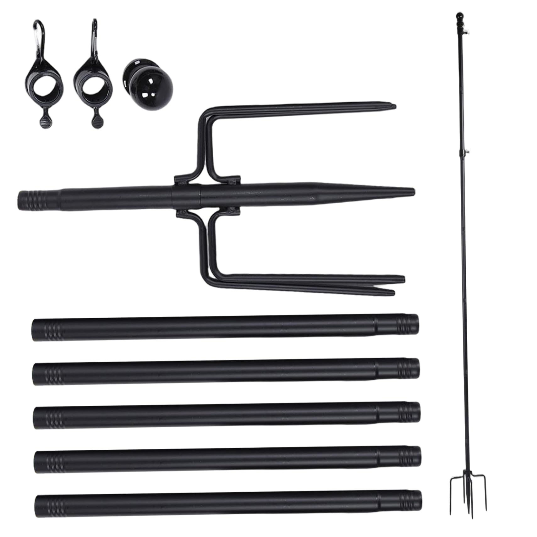 Asta de Bandera telescópica de 10 pies Resistente, Kit de asta de Bandera de jardín con Base de 5 Garras con 6 Secciones de extensión y 3 Accesorios, de de jardín