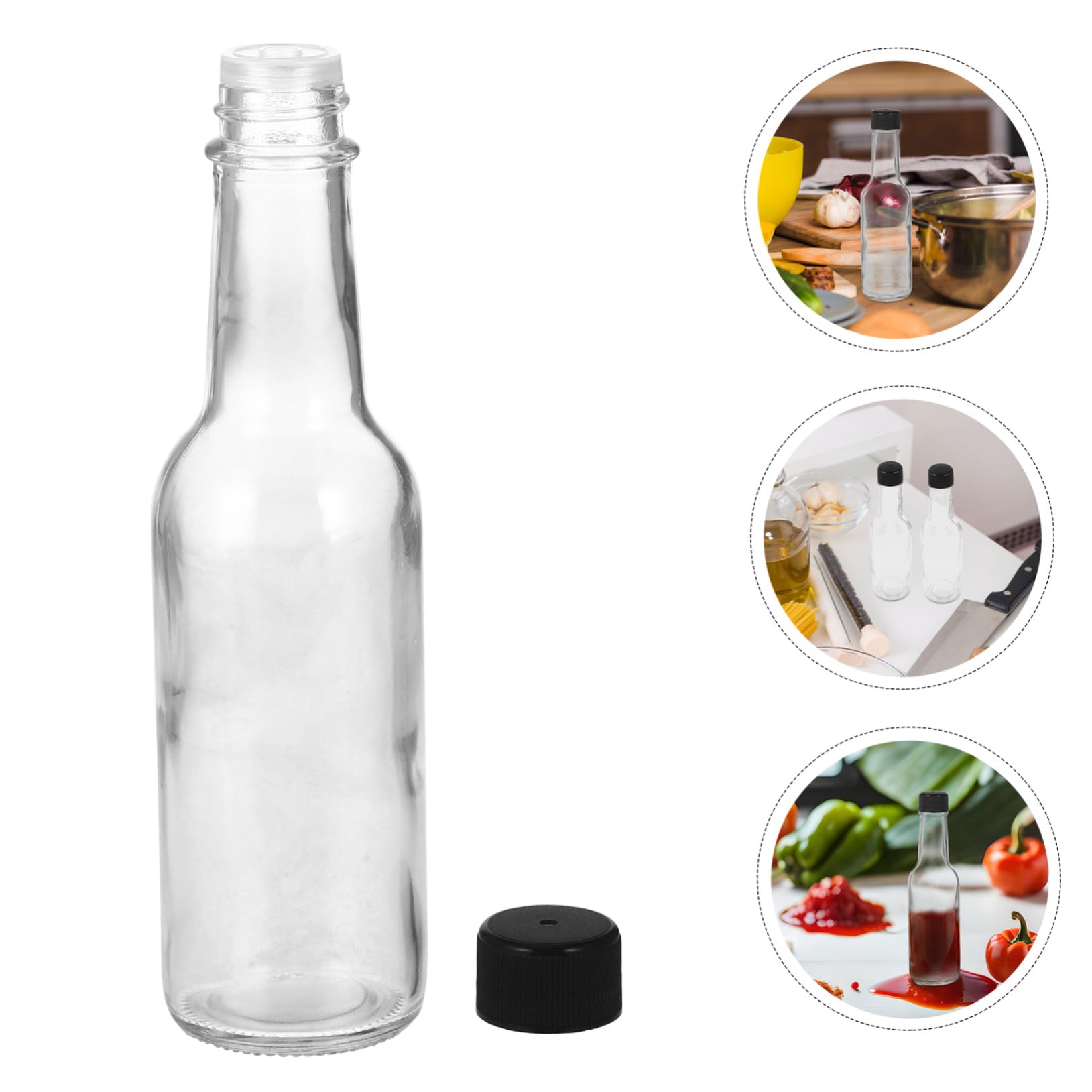 6pezzi Bottiglie in Vetro per Salse Aceto Salsa di Soia e Ketchup Dispenser per Condimenti Contenitori per Conservazione di Alimenti