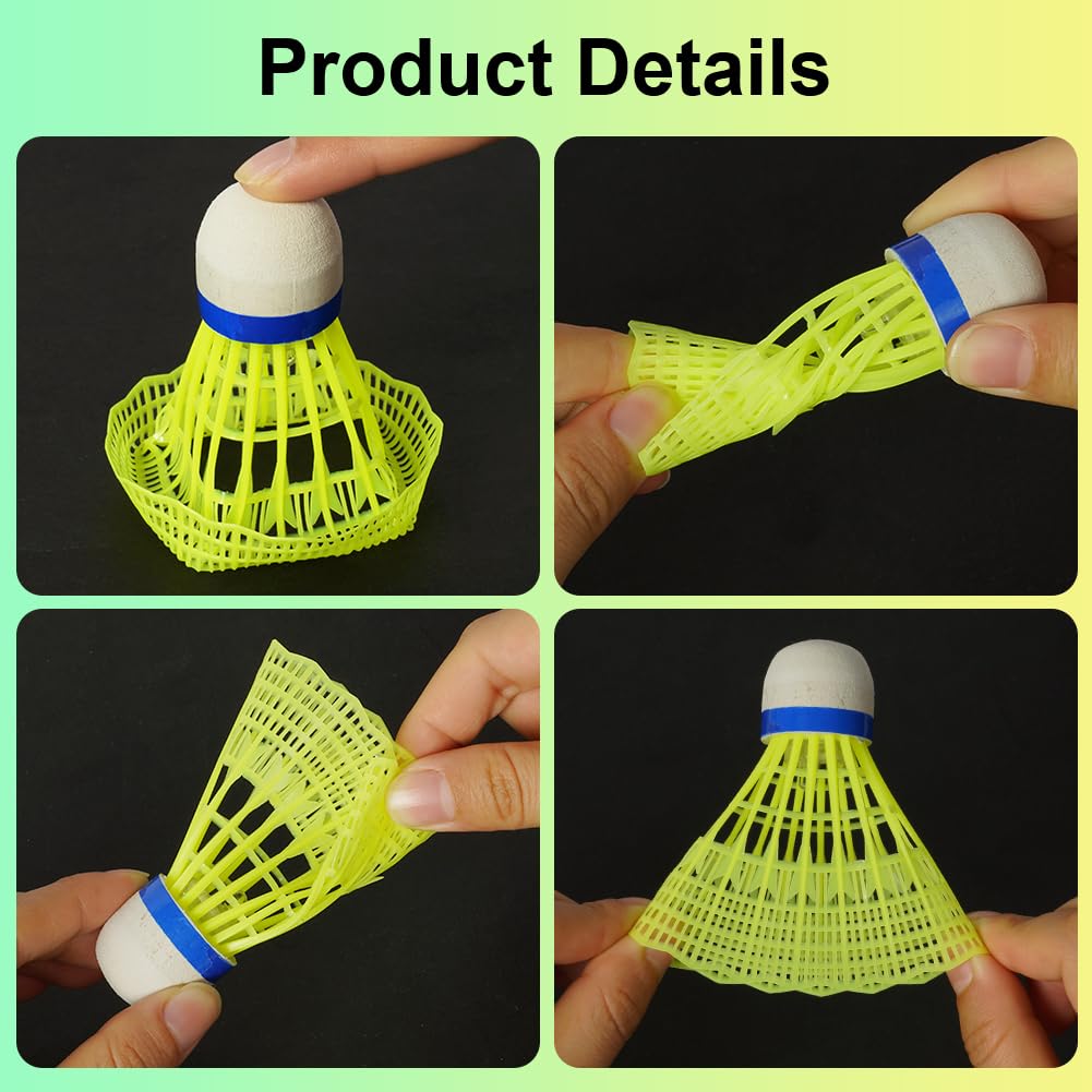 Bádminton LED Volantes Luminosos Nailon 8 Pack Verde Niños Adultos
