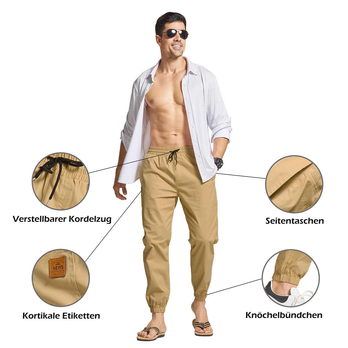 JustSun Pantaloni da Lavoro Uomo Cotone Cargo Casual Pantaloni Tuta Uomo Pantaloni Jogging Slim Fit con Tasche