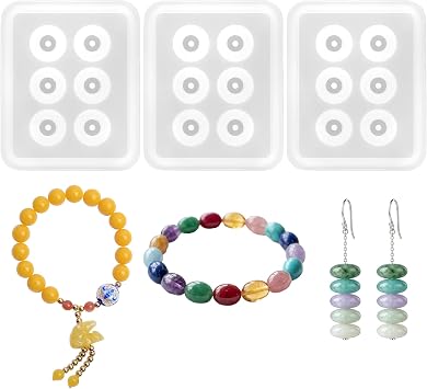3PCS Resin Bead Mold, Multi-Shaped Silicone Mold Kit with Holes for Jewelry Making, Round Ball Resin Jewelry Molds for DIY Bracelet Earring Necklaces - 12mm Diameter