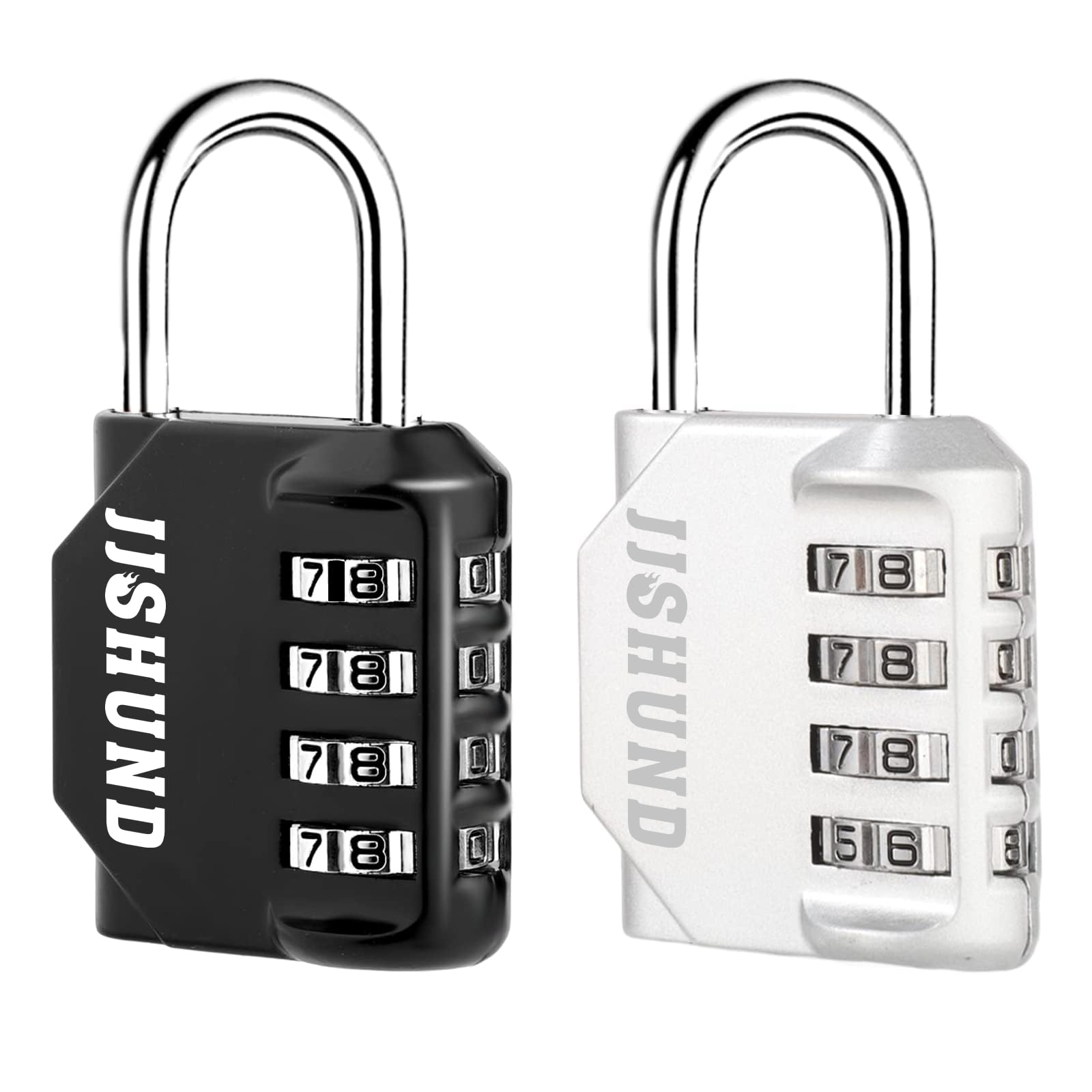 2 Stück Vorhängeschloss Zahlenschloss, 4 Stellig Zinklegierung Schloss Mit Zahlencode, Metall Vorhängeschloss mit Zahlencode für Spind Fitnessstudio Werkzeugkasten (Schwarz, Sliber)