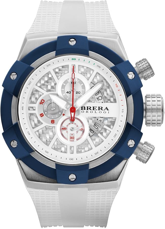 Amazon | Brera OrologiメンズSupersportivoホワイト、スチール