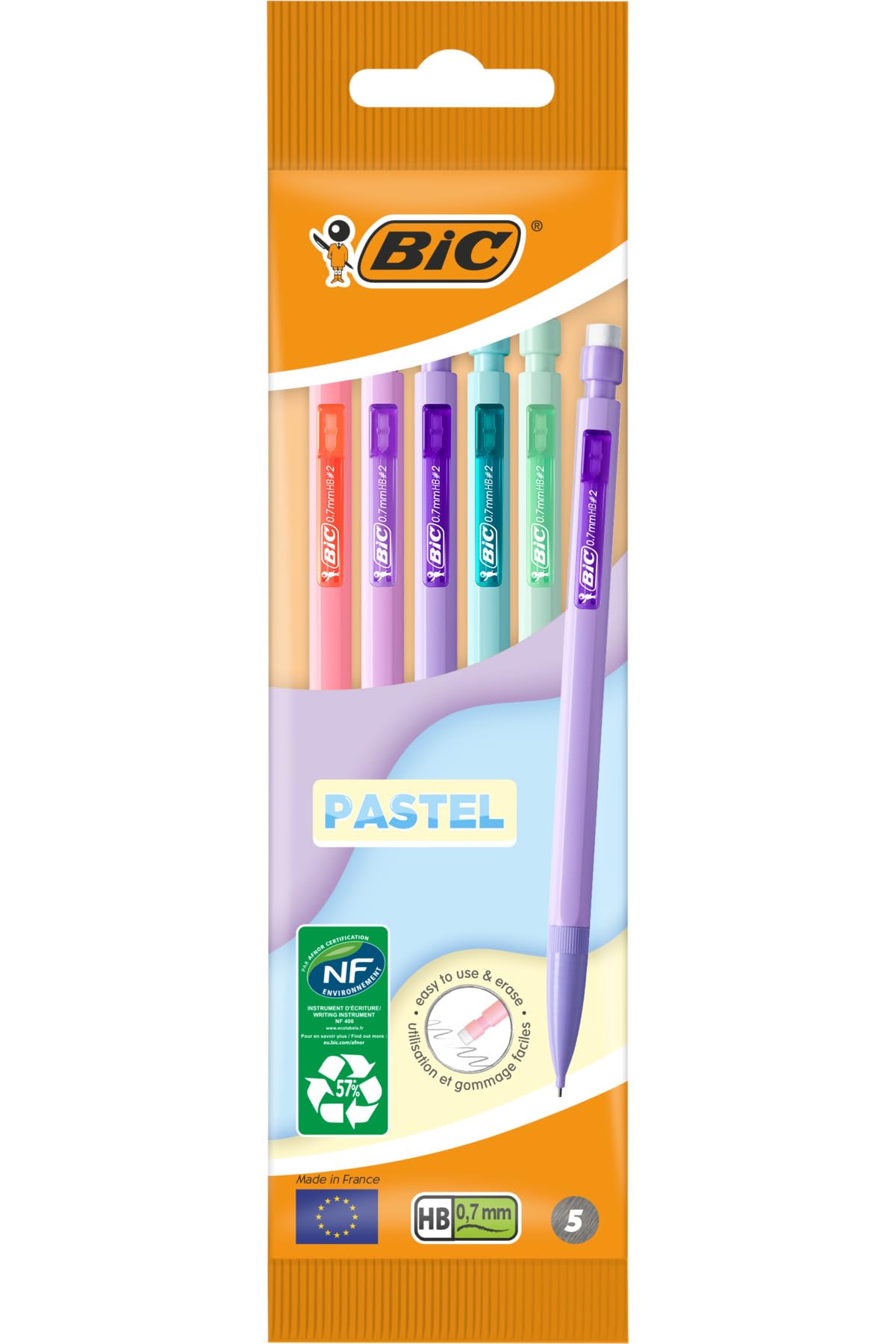 BIC MATIC® Bustina 5 portamine corpo pastello 0,7 HB