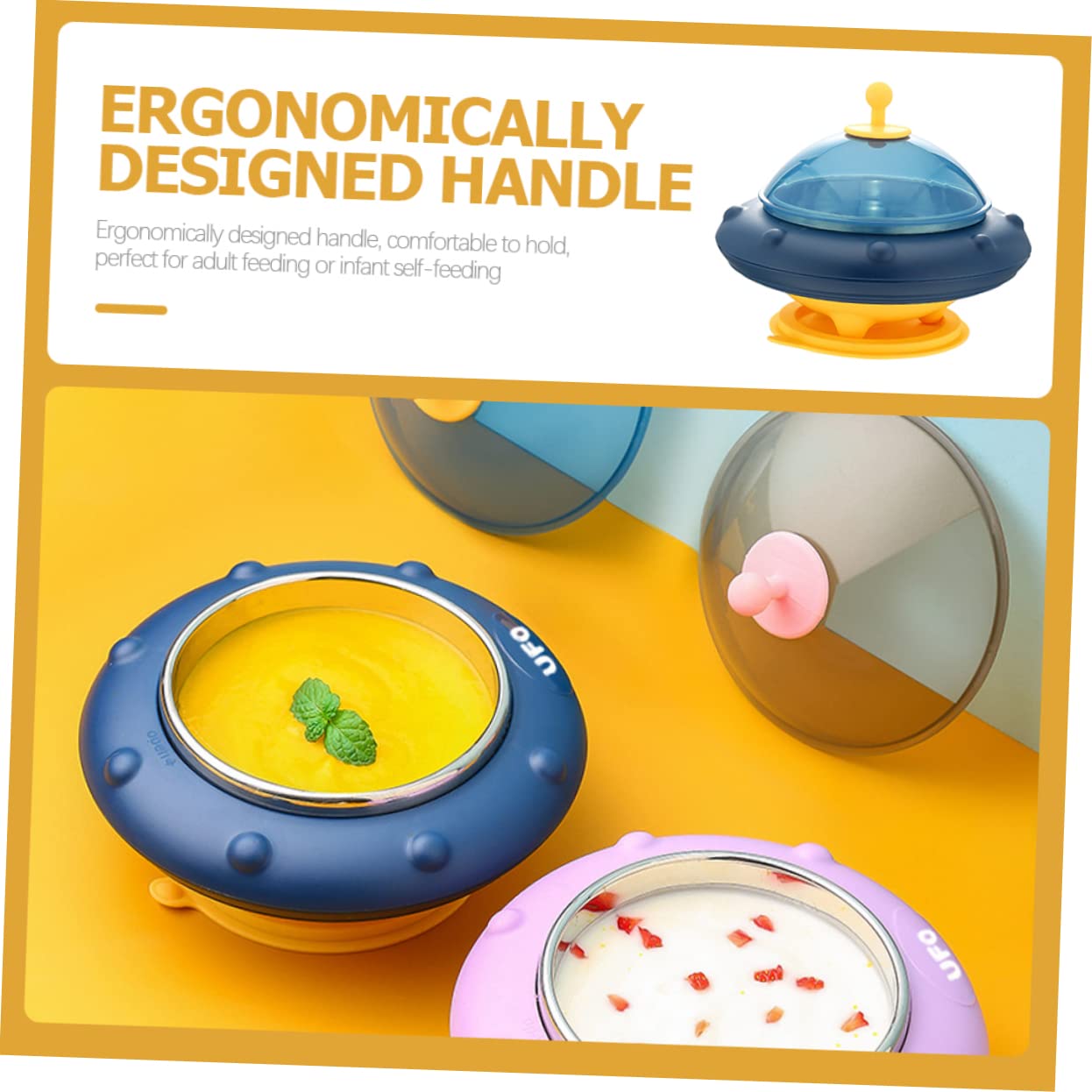 Yardwe Suction Bowl with Insulation Detachable Stainless Steel Feeding Bowl for Non Spill Design for Home Picnics and Outdoor Use and