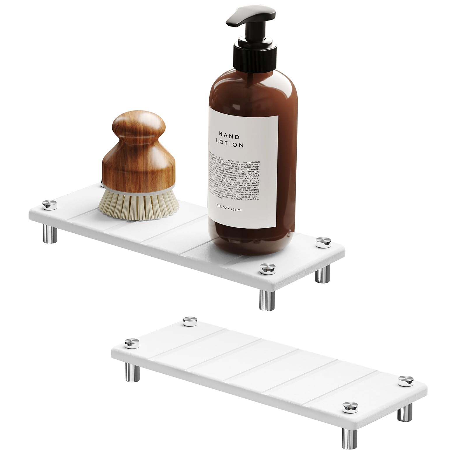 SpaceAid 2 Pack Drying Sink Caddy, Instant Dry Water Absorbing Stone Tray for Sink Organizers, Kitchen Counter Soap Dish Holder Absorbent Coaster, Bathroom Countertop Drying Rack (White)