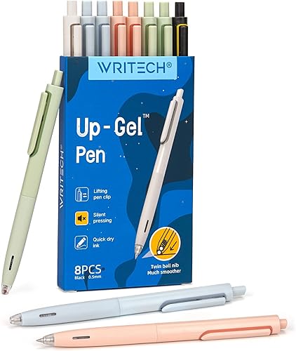 WRITECH Bolígrafos de gel de punta fina 0.020 in, sin manchas ni manchas, bolígrafo de tinta negra, haga clic para diario, bocetos, dibujo, toma de