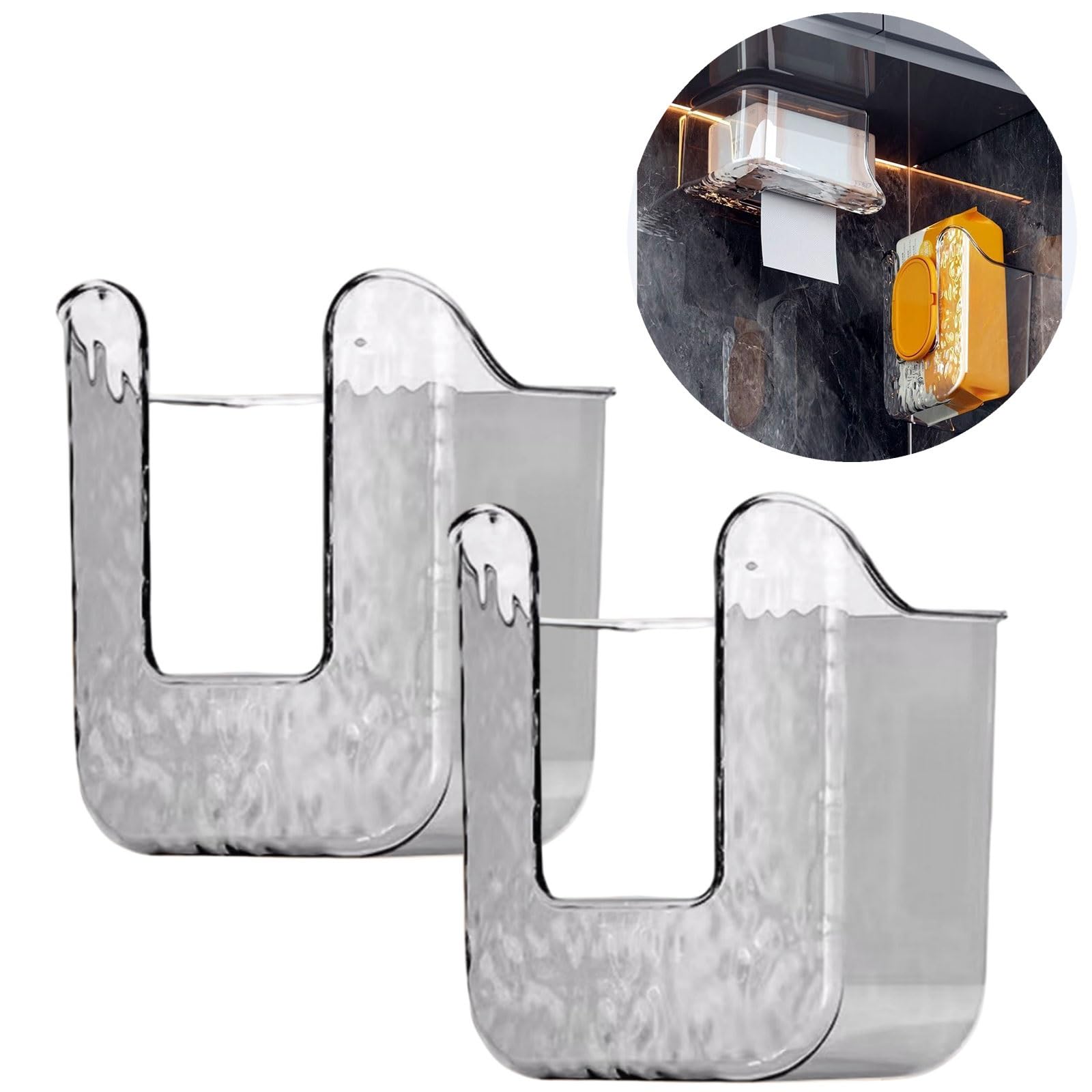 SQDWYGUO 2 Pcs Bathroom Toilet Wall-Mounted Wet Wipes Dispenser Kitchen Wipes Wall Mount Storage Box (Light Gray)