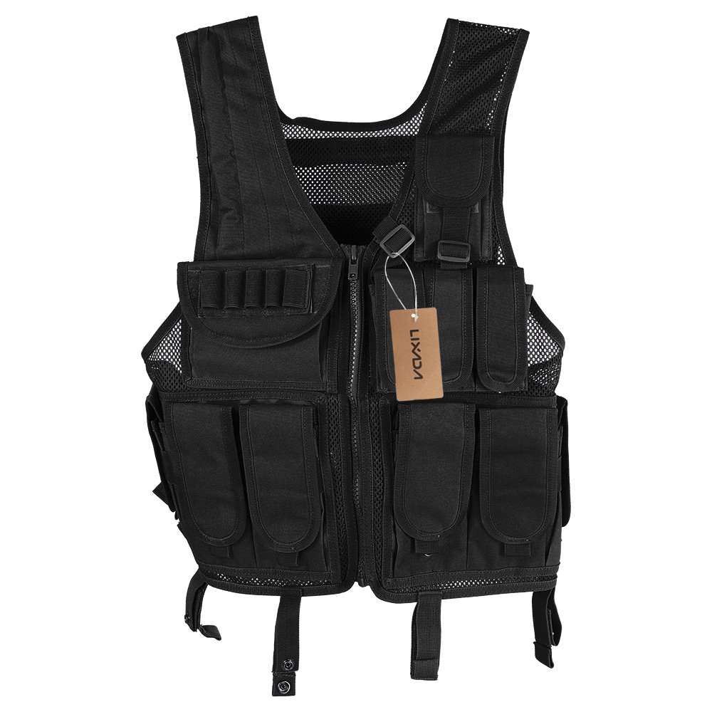 Lixada Mens Vest Military Tactical Army Polyester Waistcoat for Outdoor Camping Hunting Fishing Hiking Airsoft War Game