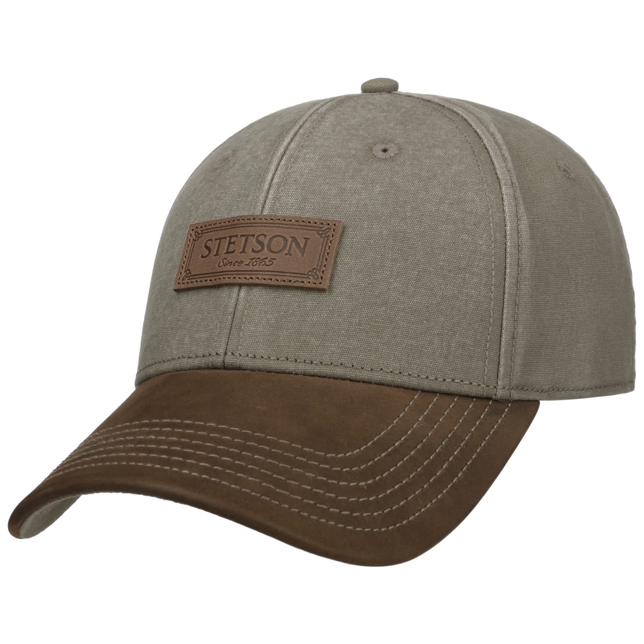 Stetson Rustic 6 Panel Baseball Cap Cotton Leather Peak Adjustable Men Summer Winter