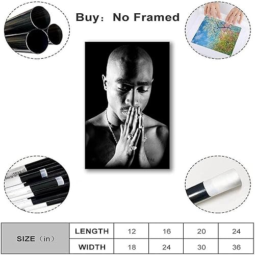 Póster de Twopac para decoración del hogar pósteres de Toopac de los años 90 hip hop rapero cubierta de música firmada edición limitada lienzo para