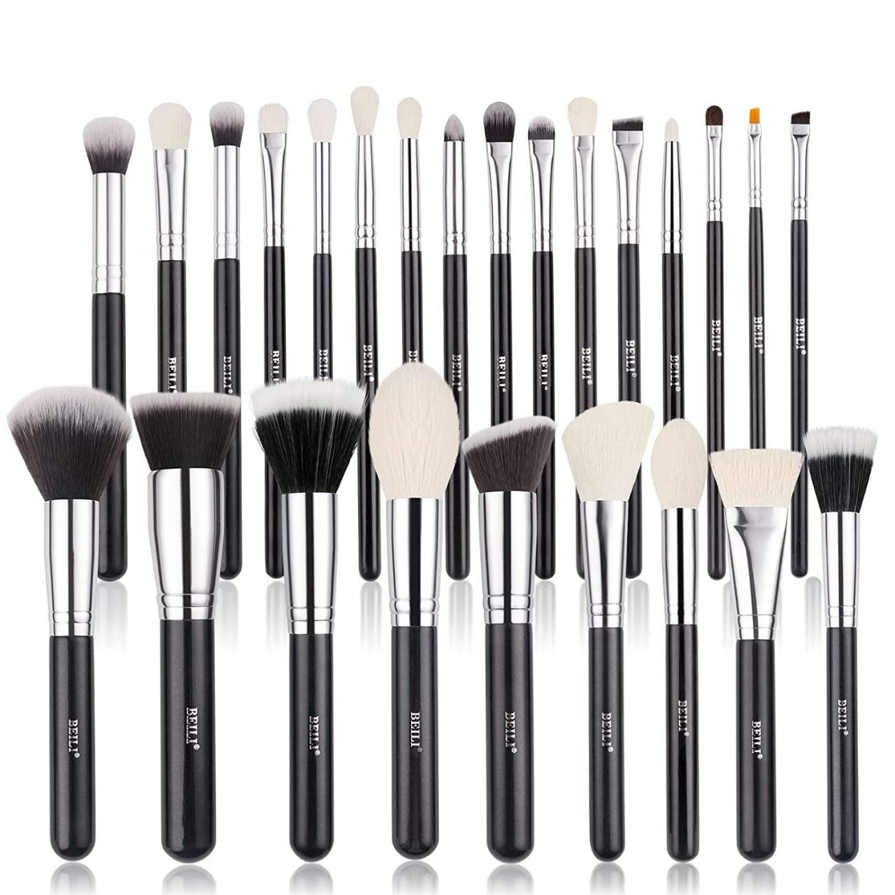 COSLUXE BEILI Professional Makeup Brush 25 Pieces Foundation, Face Powder, Concealer, Blush, Eye Shadow, Blending, Eyebrow, Eyeliner, Tools Kit (B 25) - Black