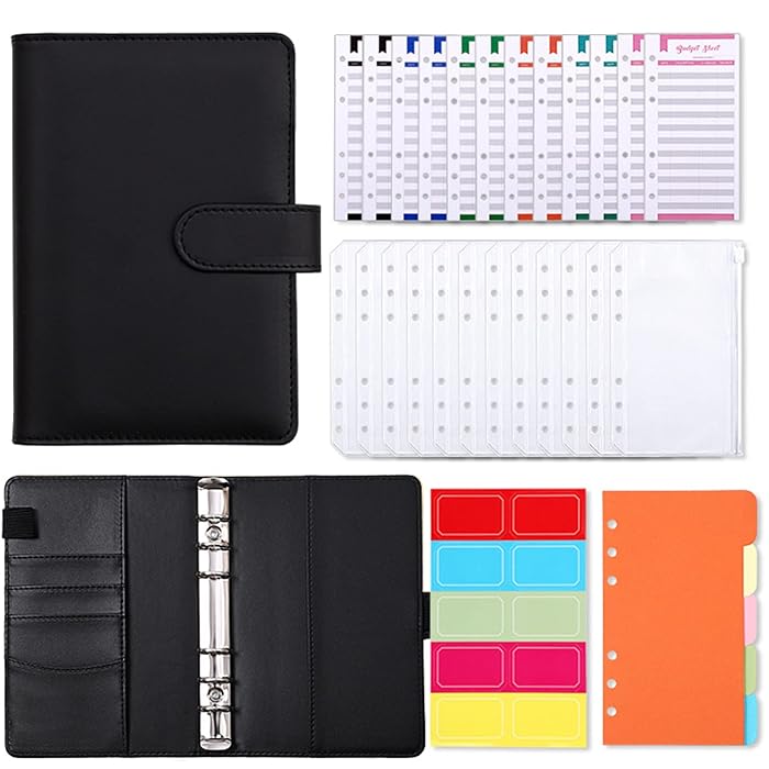 Buy 31Pcs A6 PU Leather Notebook Binder Budget Planner, Budget Notebook