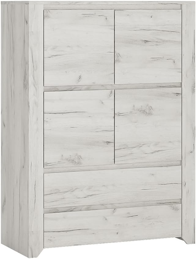 Furniture To Go Angel 4 Door 2 Drawer Cupboard, White Oak, 84x40x116.3 cm
