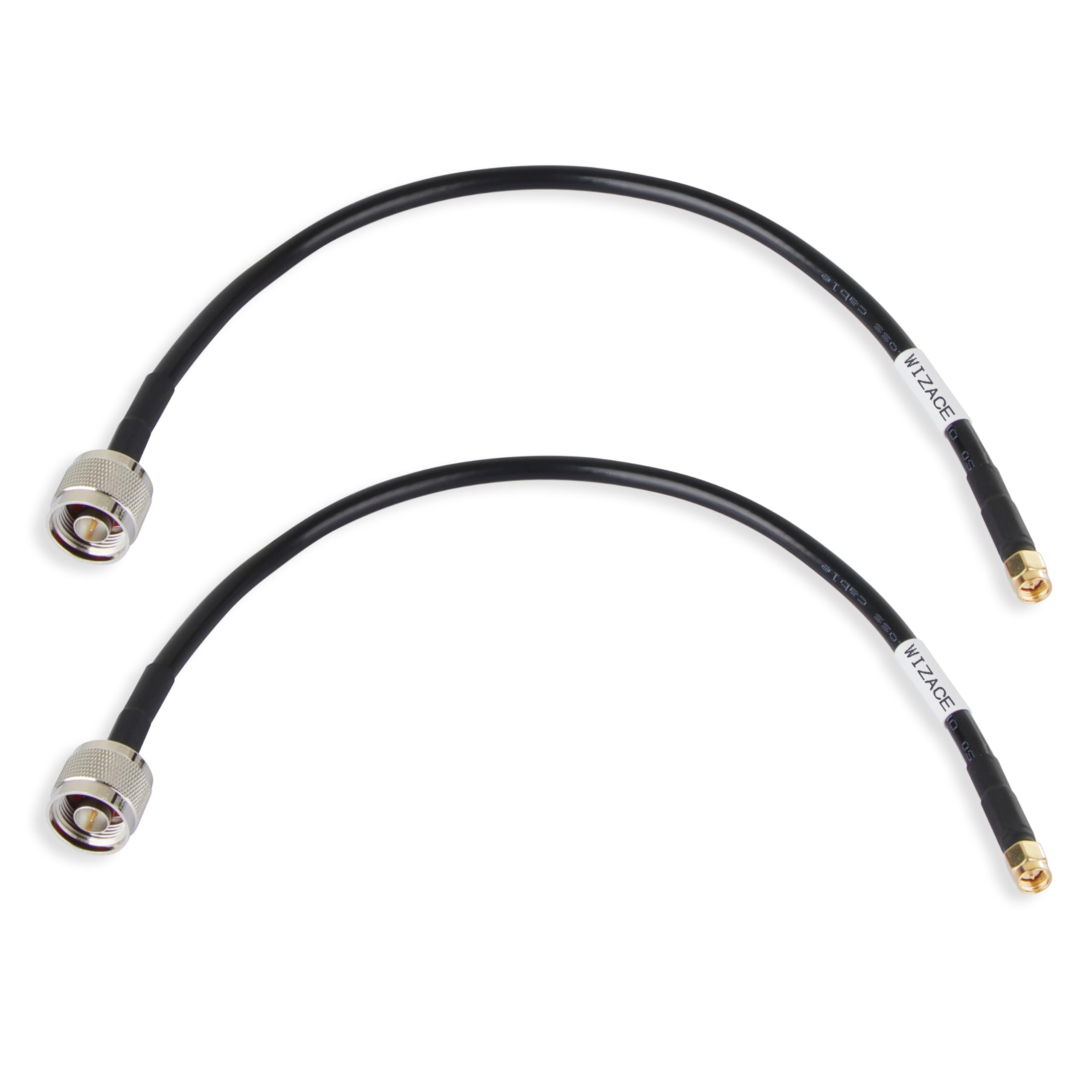 WIZACE 1ft N Male to SMA Male Pure Copper Low Loss Cable 2PCS, S-MR240 Extension Coaxial for 3G 4G 5G 6G LTE ADS-B Ham GPS WiFi RF Radio to Antenna or