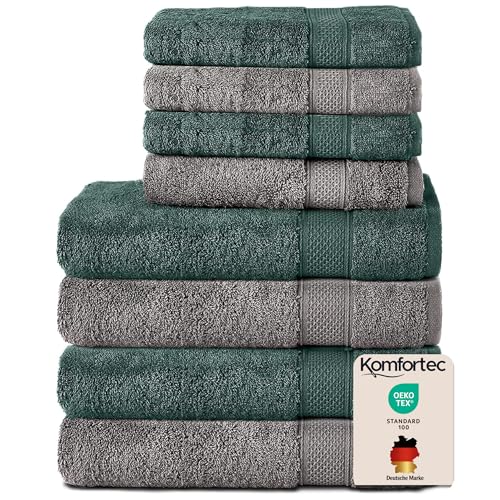 Komfortec 8er Handtuch Set aus 100% Baumwolle, 4 Badetücher 70x140 und 4...