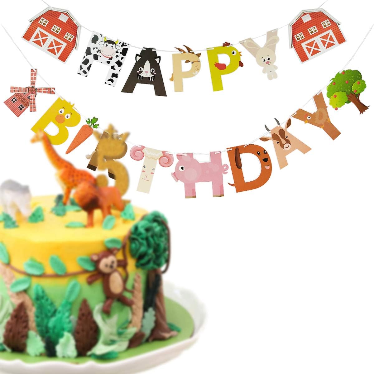 Koe Verjaardagsdecoratie Set - Happy Birthday Slinger & Boerderij Dier Banner Voor Kinderen