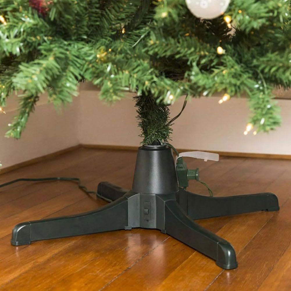 Robuster elektrischer Weihnachtsbaumständer 66 cm, 360 Grad drehbar, einstellbar für Baumstämme 2,3 bis 3,2 cm, wetterfestes Kunststoffmodell für drinnen und draußen(EU)