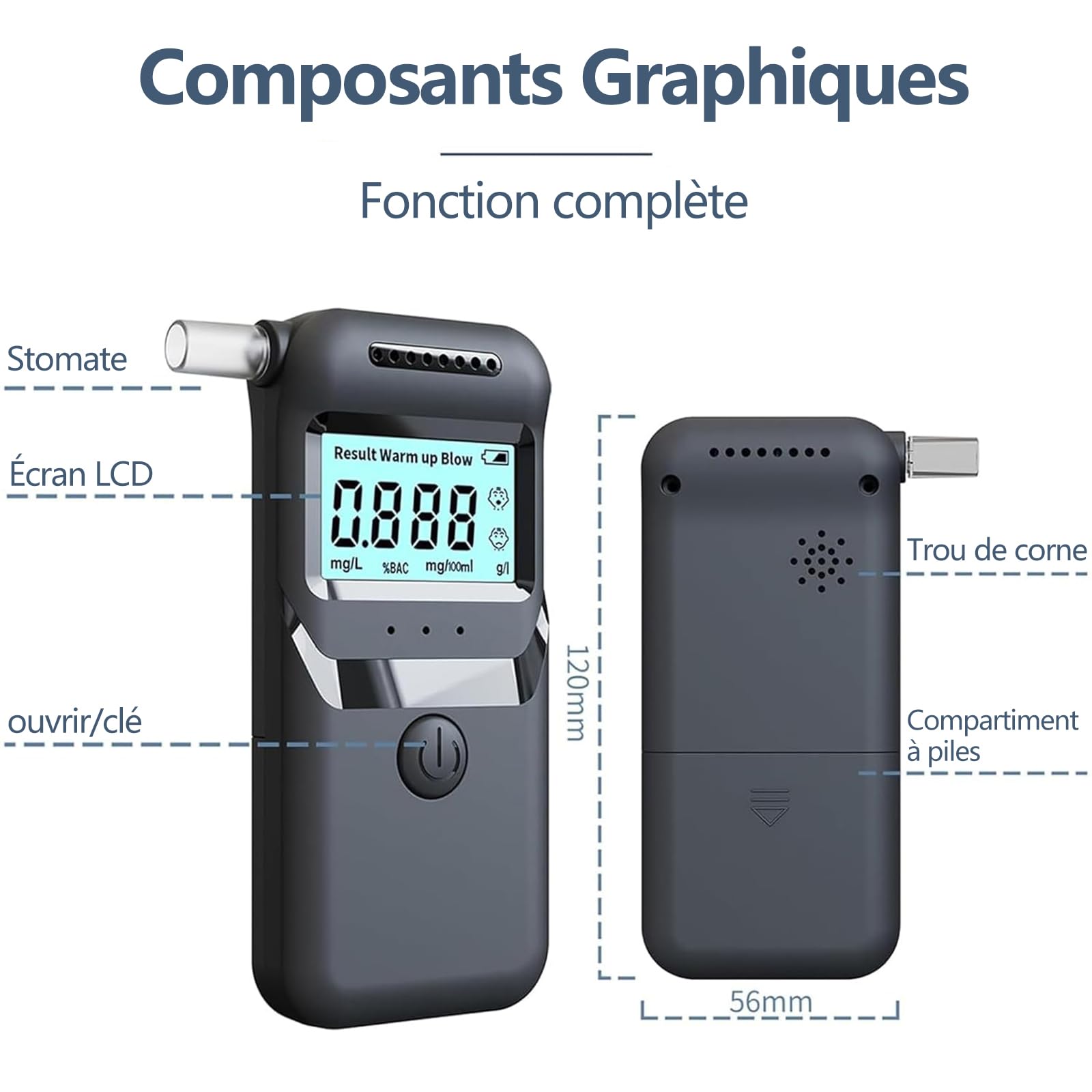 FUNMO ALCOOTEST ETILOMETRO Elettronica, Etilometro Professionale con 30 FUNMO ALCOOTEST ETILOMETRO Elettronica, Etilometro Professionale con 30