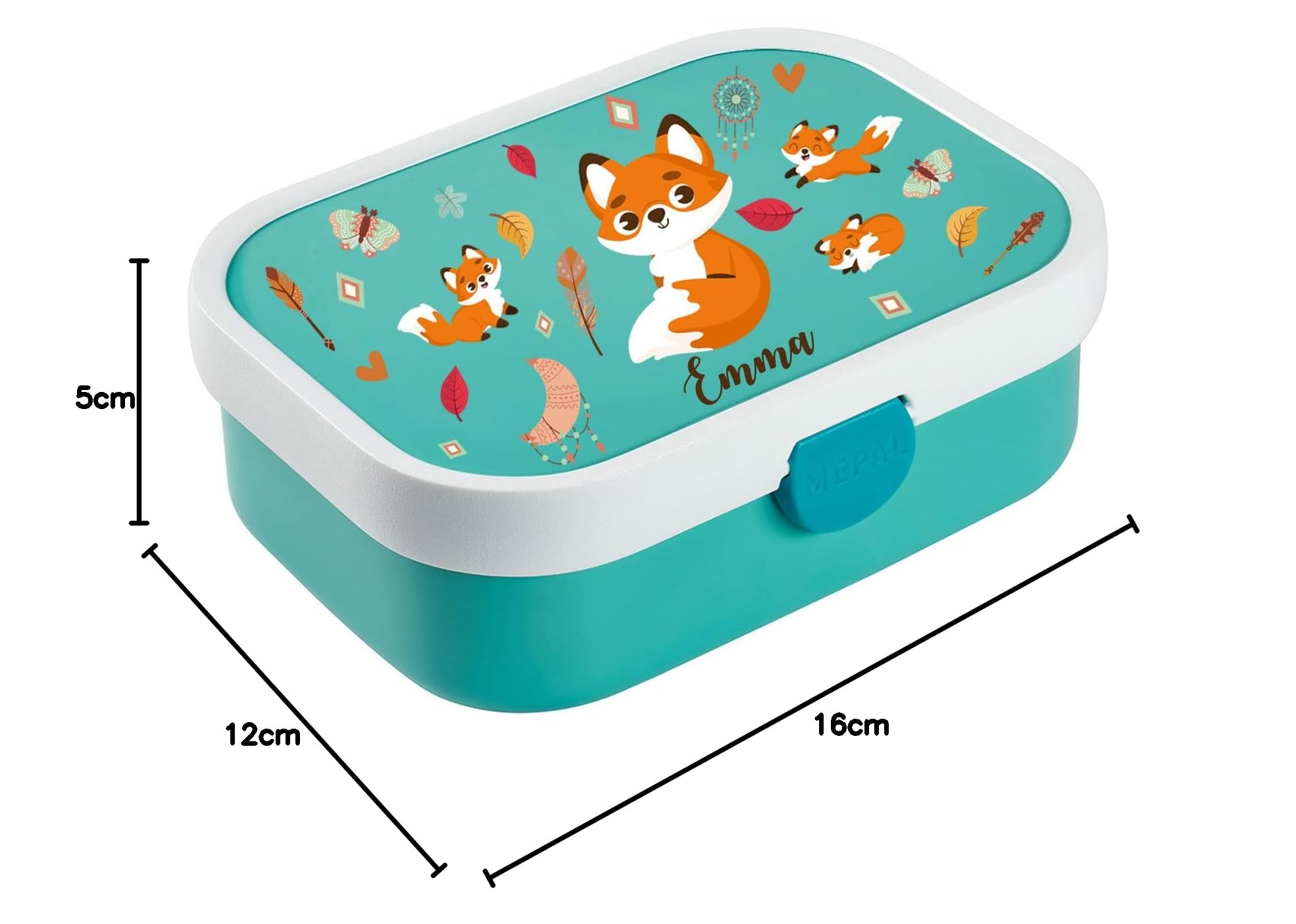 Ferocity Lunch Box Set personnalisé pour Enfants Filles à l'école personnalisé avec nom Lunch Box Gourde Gourde sans BPA avec Fourchette et Compartiment bento Renard [153]