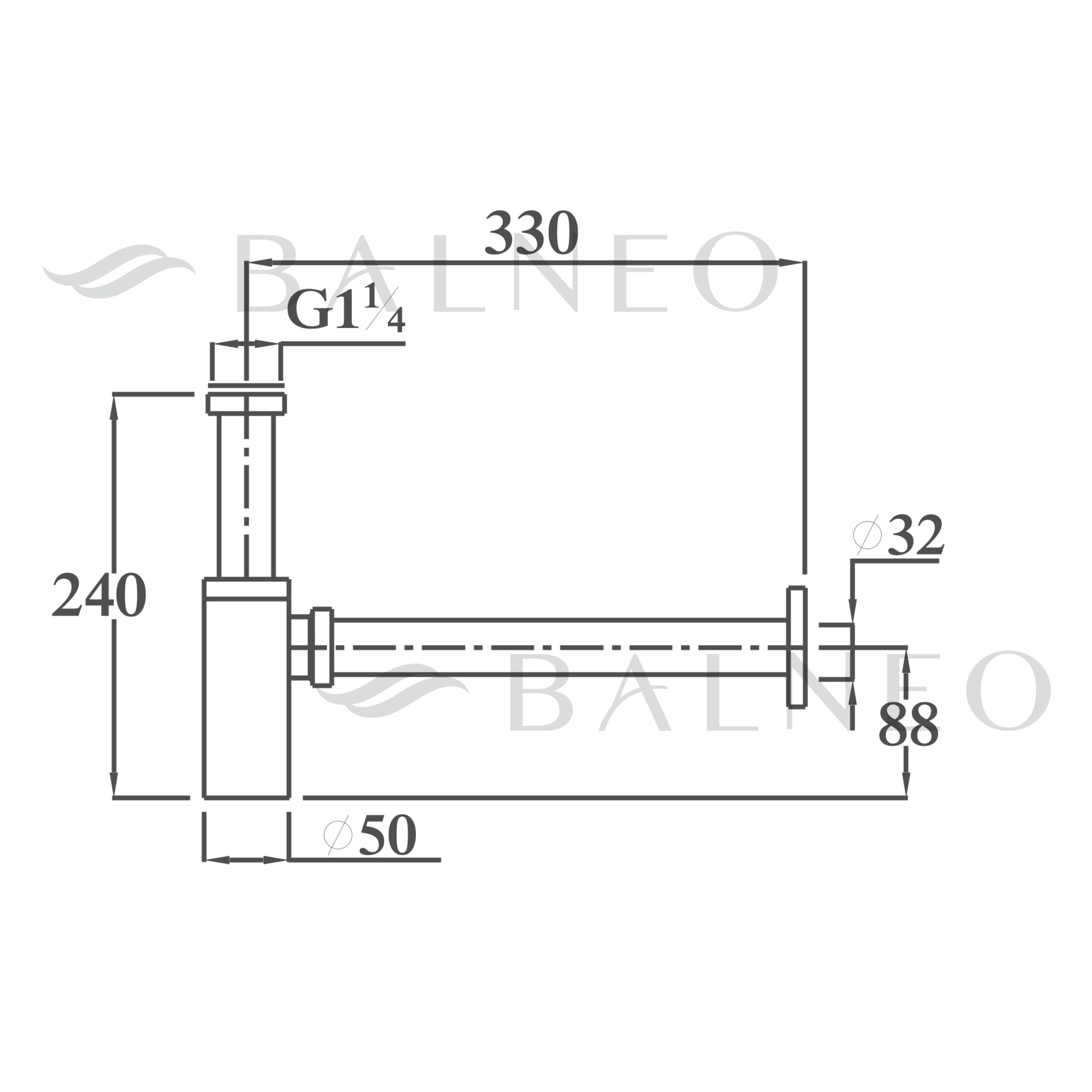 Sifón de Lavabo Universal - Juego de Desagüe para Lavabo de Latón G1 1/4 x 32 mm - Sifón de Botella para Baño - Tubo de Desagüe para Lavabo de Baño, Cuadrado Blanco