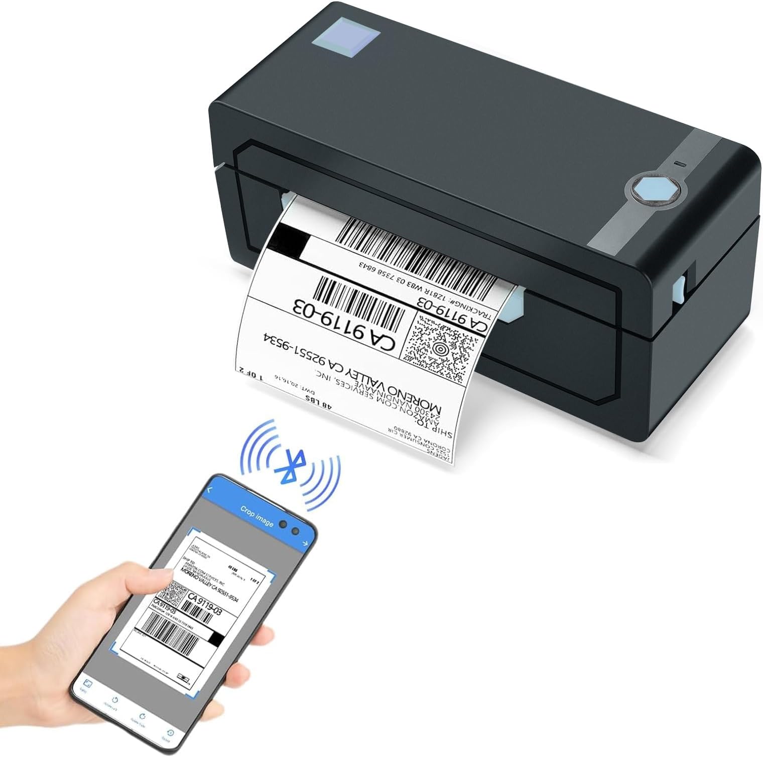 Bluetooth Thermal Shipping Label Printer – Wireless 4x6 Shipping Label Printer, Compatible with Android, iPhone, Windows & Mac, Widely Used for Ebay, Amazon, Shopify, Etsy, USPS