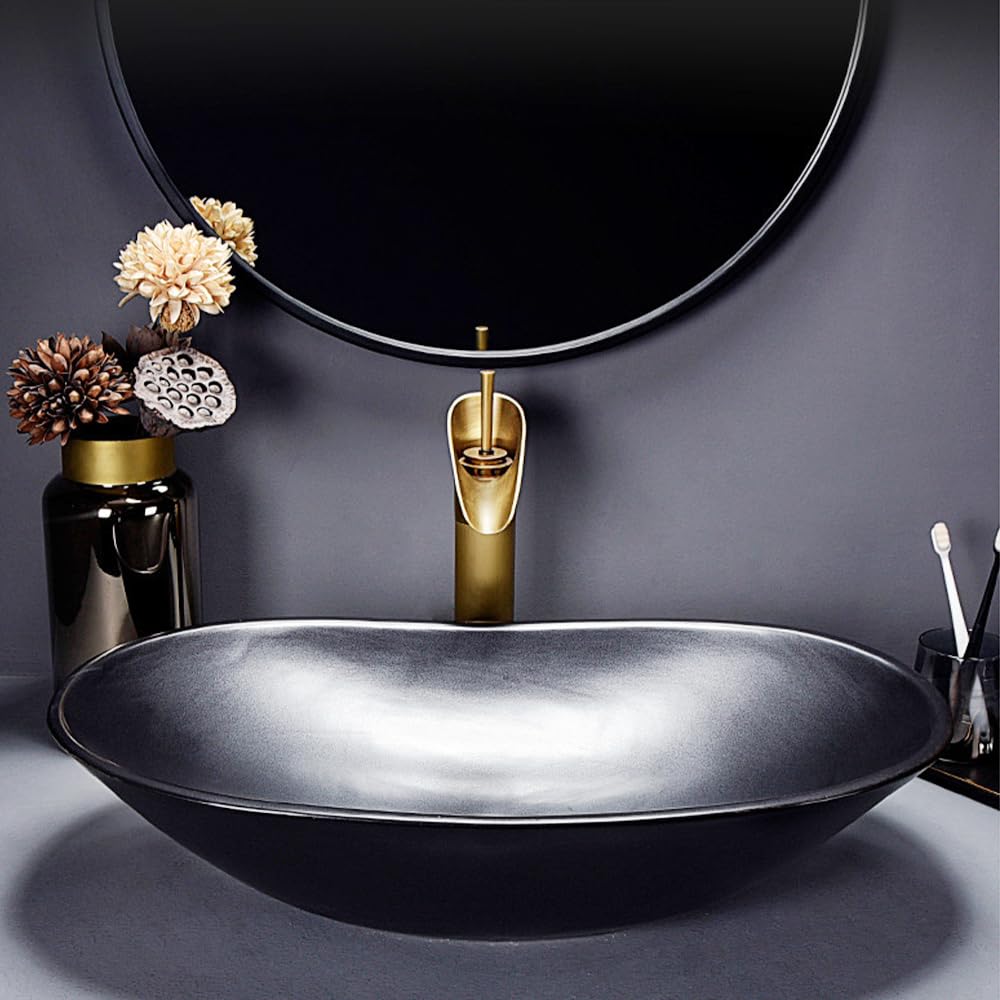 Amazon | バスルームの容器シンク ポップアップ排水管付き 22.83インチ