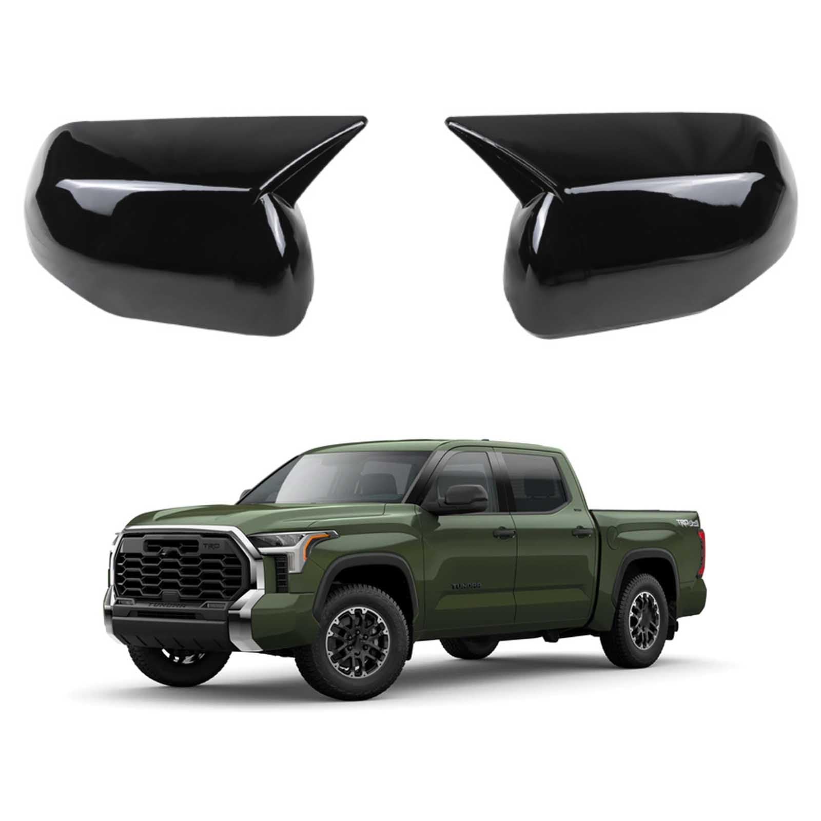 PAPEP Door Mirror Cover Caps for Toyota Tundra 2022, Left Right Side Wing Rearview Mirror Cover Lid 2 Pieces Exterior Styling Accessory,Glossy black
