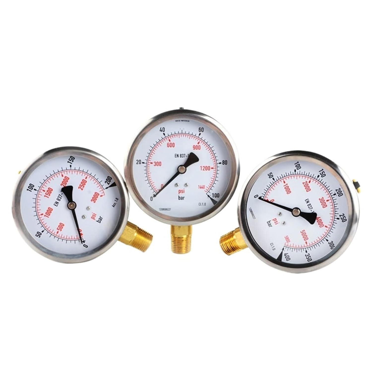 1pc SM1SP100L Hydraulic Oil Pressure Gauge Liquid Manometer Pression 100mm 4-6.9 Inches 1/2 NPT Pressure Gauge Tool(0-10BAR)