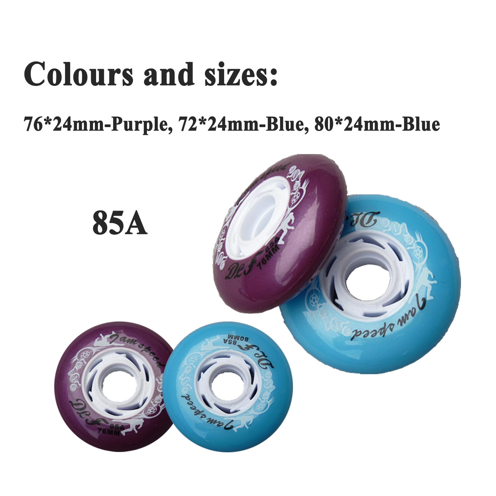 Ruote di Ricambio per Interni Ruote per pattini in linea (confezione da 8), Ruote per pattini a rotelle 85A 72 mm/76 mm/80 mm, destinate alla sostituzione delle ruote dei pattini a rotelle, Ruote per