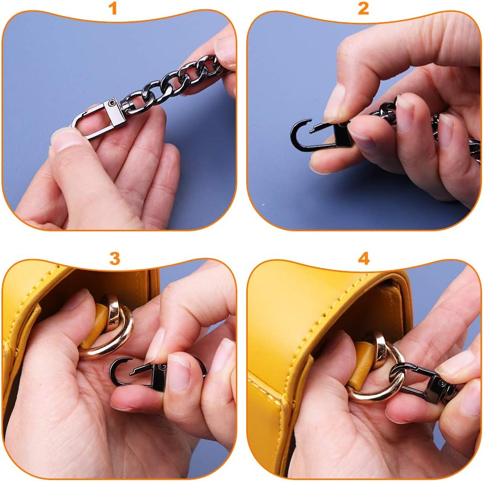 Lokunn 47" Fashion DIY Flat Chain Strap, Black Metal Chain for Handbag Purse Shoulder Cross Body Replacement Chain Strap Accessories with Alloy Buckles : Arts, Crafts & Sewing