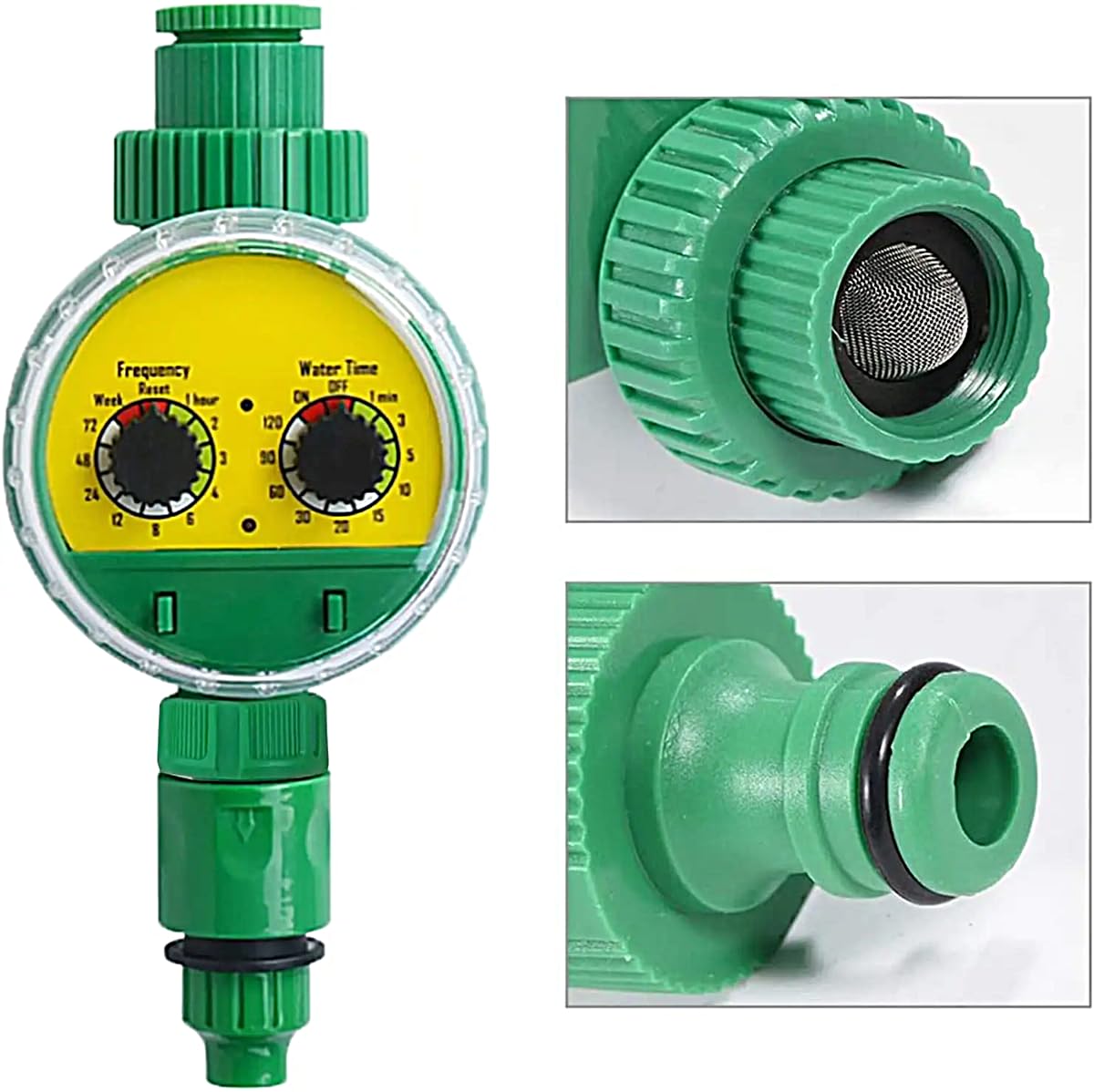 Manguera de riego automática electrónica exterior, plástico verde, para jardín, con temporizador