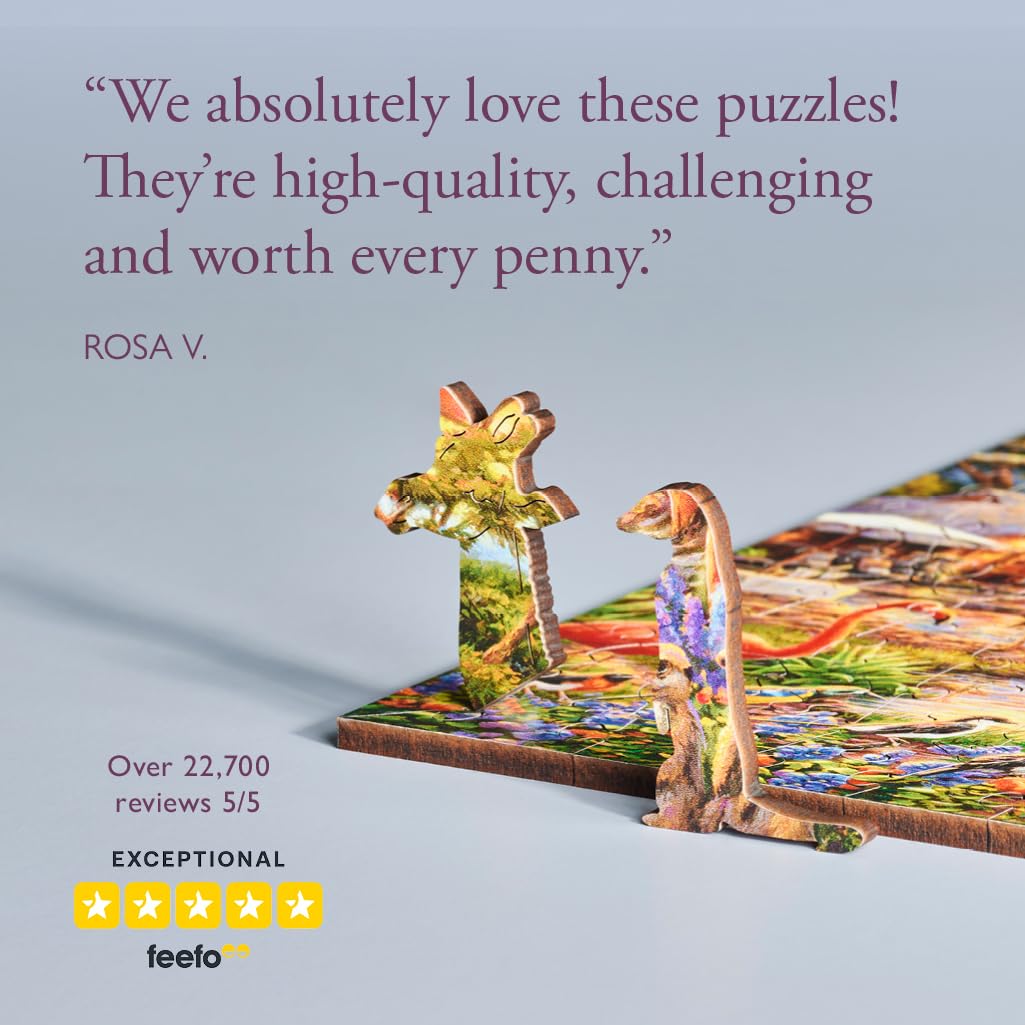 Wentworth Wooden Puzzles Wild Africa – Puzzle pour adulte, 250 pièces, pièces irrégulières, motif Chuck Pinson Wildlife pour les amoureux des animaux, bois provenant de sources durables et fabriqué au