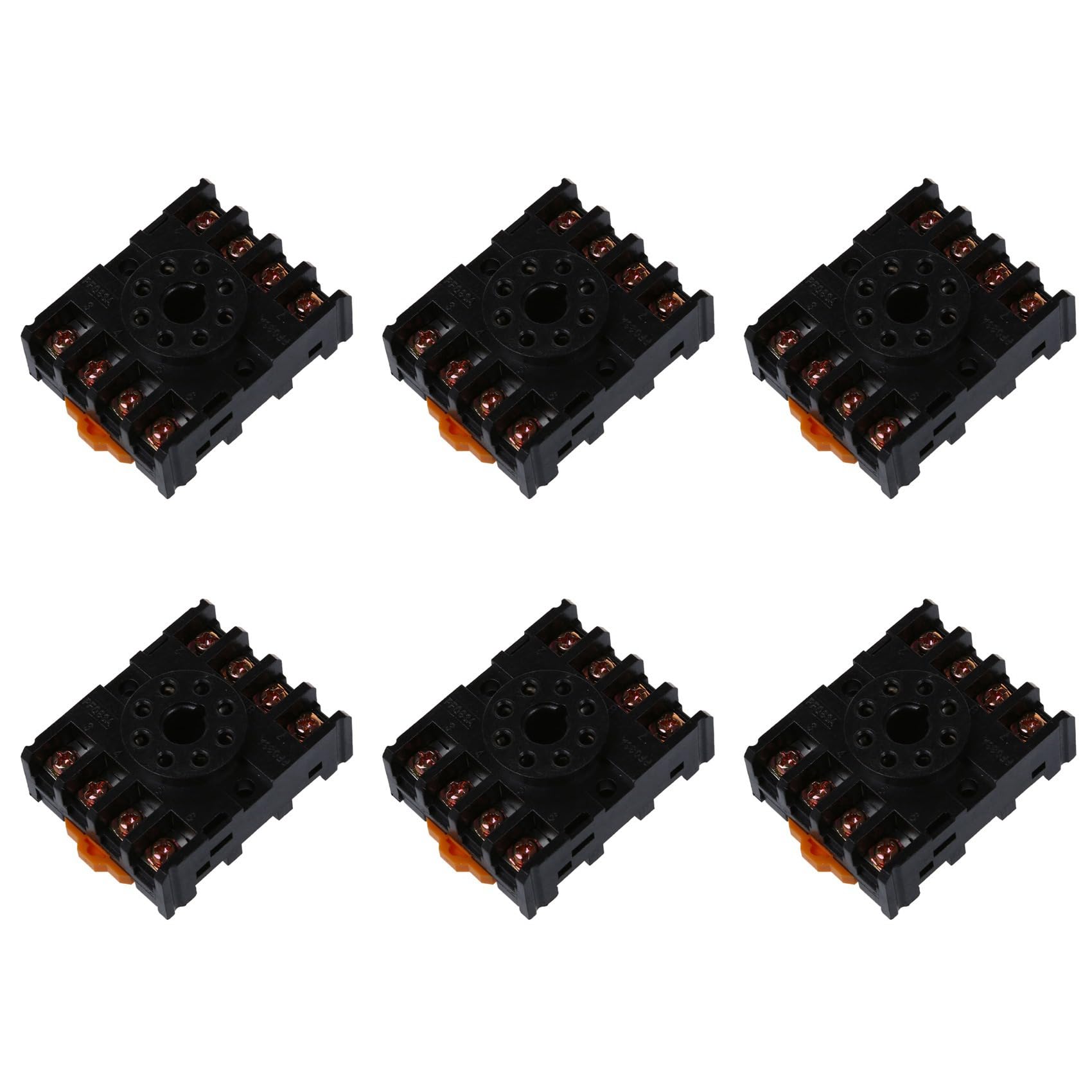 Ctrlzs Black 6X New 8 Round Pin 8-Pin Pf083a Relay Base Socket