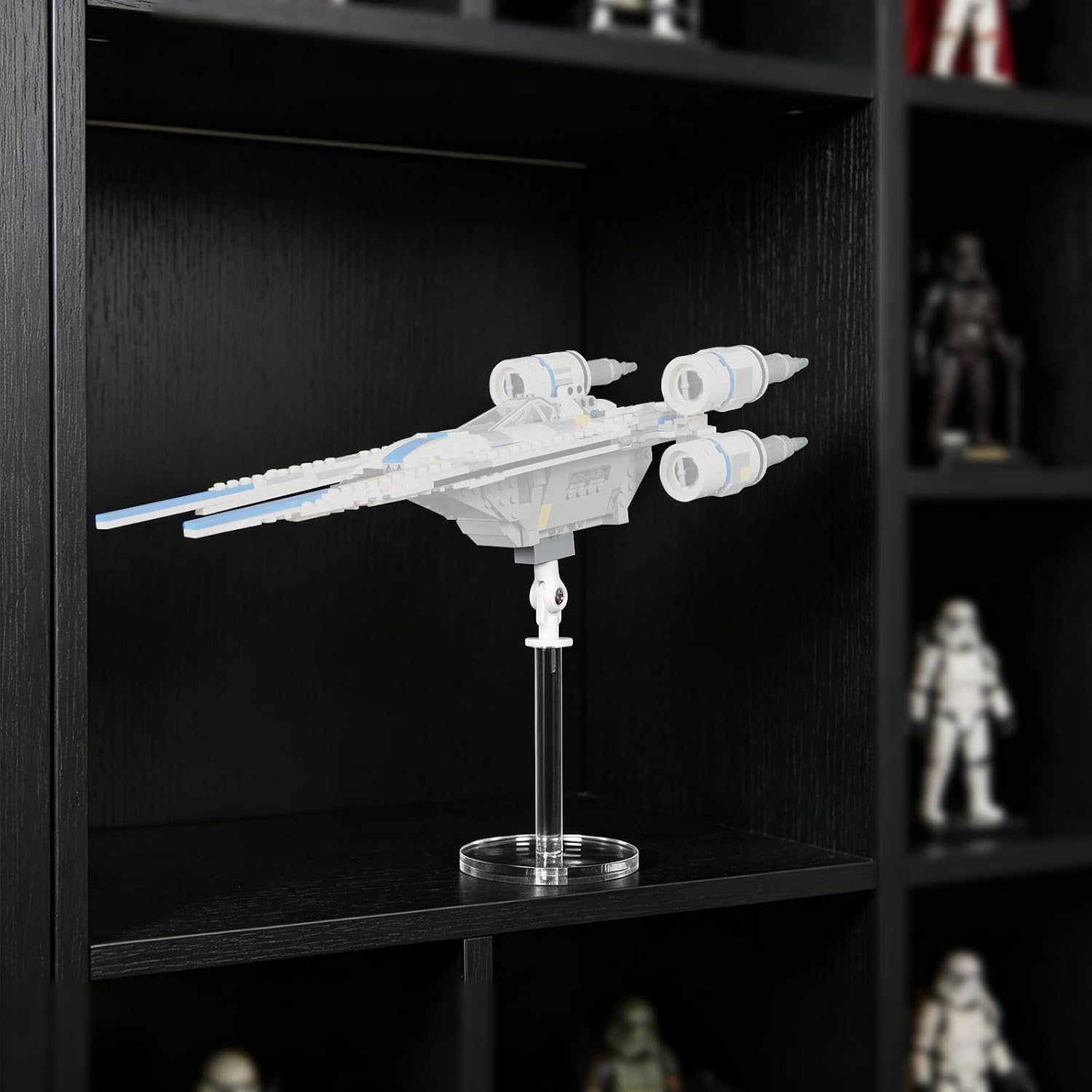 Acrylic Display Stand for Lego 75399 U-Wing & 75459 Lambda Shuttle, Compatible with TIE Bomber 75347, TIE Fighter & X-Wing 75393
