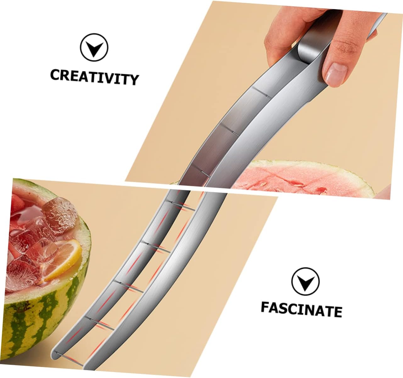OUNONA Stainless Steel Watermelon Cutter for Melon and Watermelon Slicing