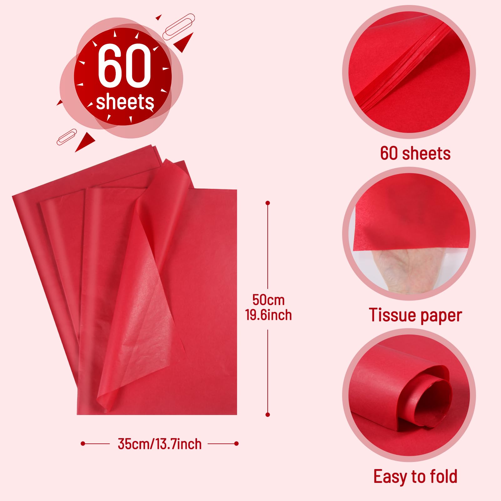 Carta Velenata 60 Fogli Colorati - Per Regali, Decorazioni, Fai Da Te, 50x35 Cm - Foto 3