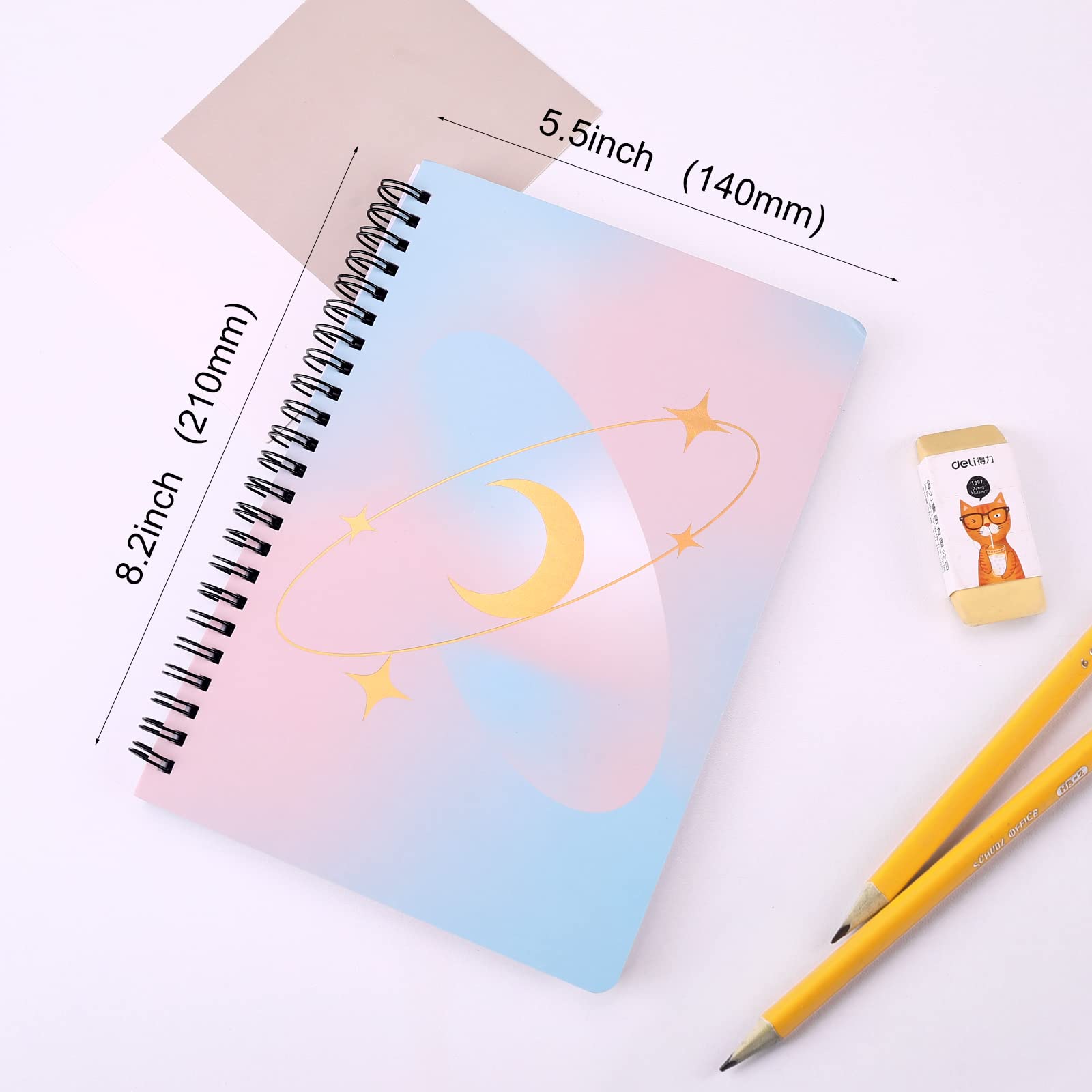 Carnets à Spirale A5 4 Pack - 160 Pages, Papier Épais 100g/m², Couverture Gâteau, Imperméable