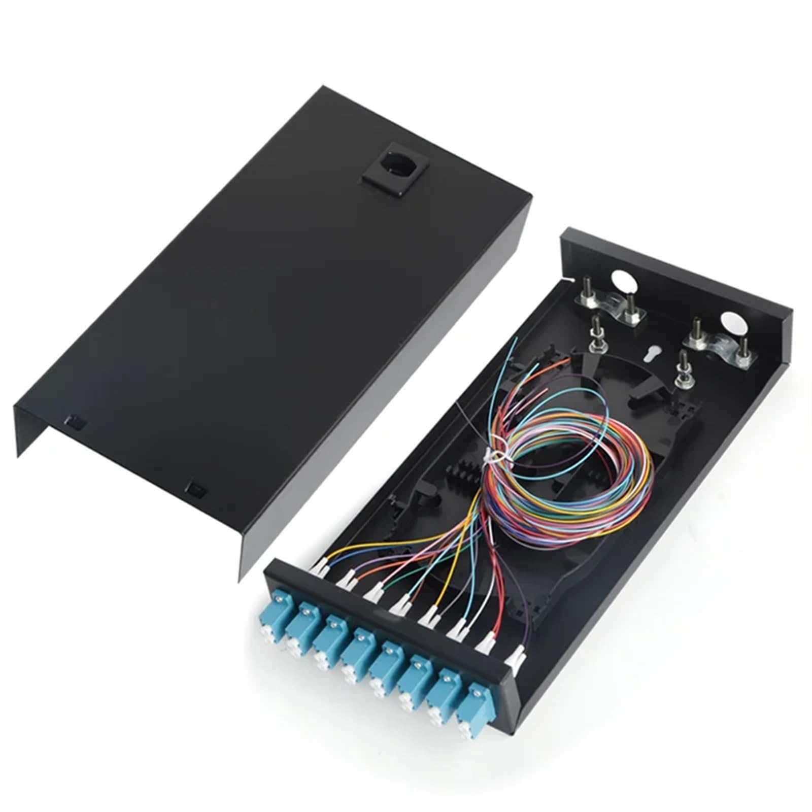 2 uds/8 Puertos Panel de conexión de Fibra Caja de terminales de Fibra óptica Pigtail de Escritorio con(2PCS with LC UPC 16C)