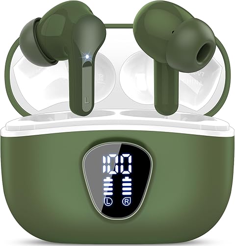 Wireless Earbuds, Bluetooth 5.4 Headphones HiFi Stereo, Bluetooth Earbuds with ENC Noise Cancelling Mic, IP7 Waterproof in Ear Earphones, 48H, LED